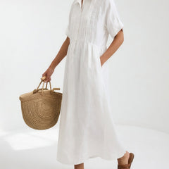 Lysandra flowing summer shirt dress - White