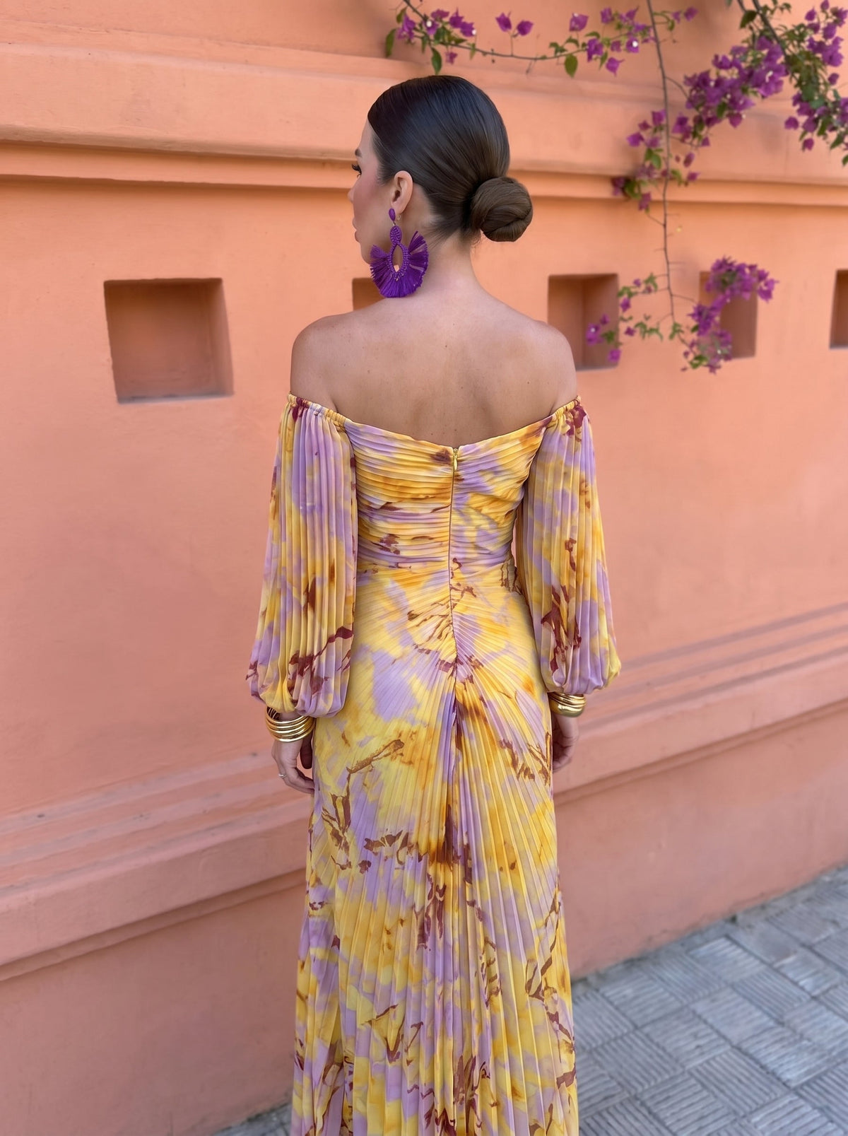 Gregoria™ | Long Floral Dress with Elegant V-Neckline