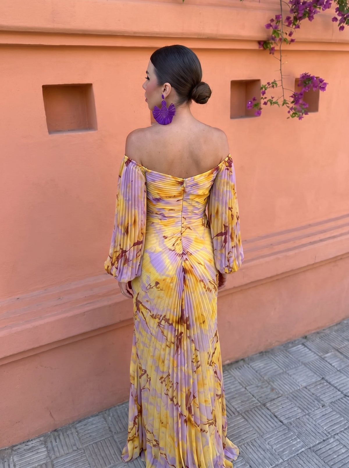 Gregoria™ | Long Floral Dress with Elegant V-Neckline