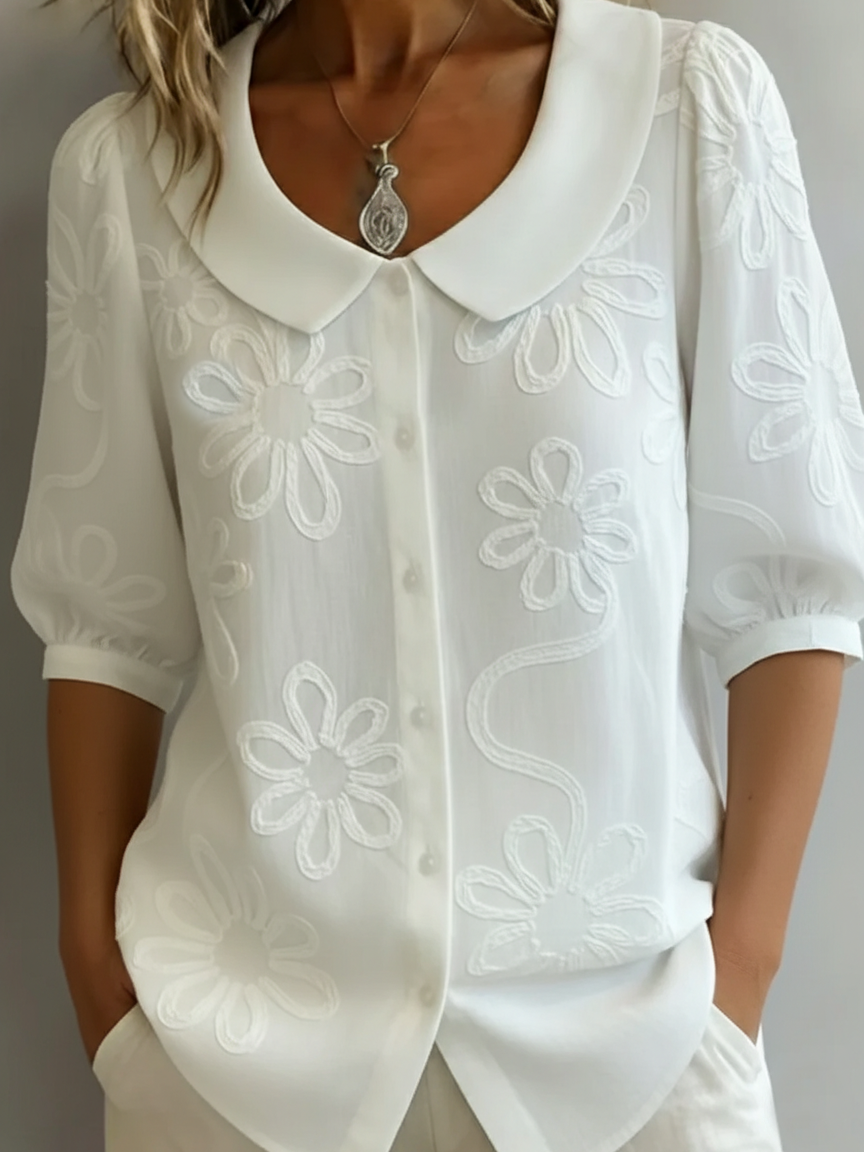 Aurélie light floral blouse - White